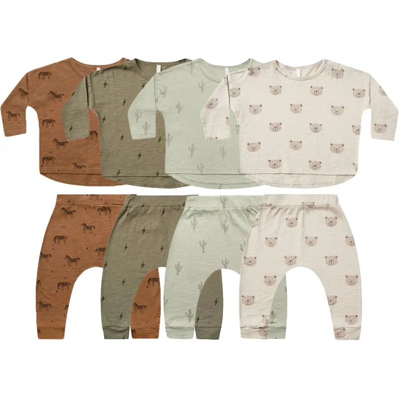 0-3Y Bebek Erkek Giysileri Set Bahar Yaz Yumuşak Pamuk Yenidoğan Bebek Kız Giyim 2 Adet Üstleri T-shirt + Pantolon bebek kıyafetleri setleri