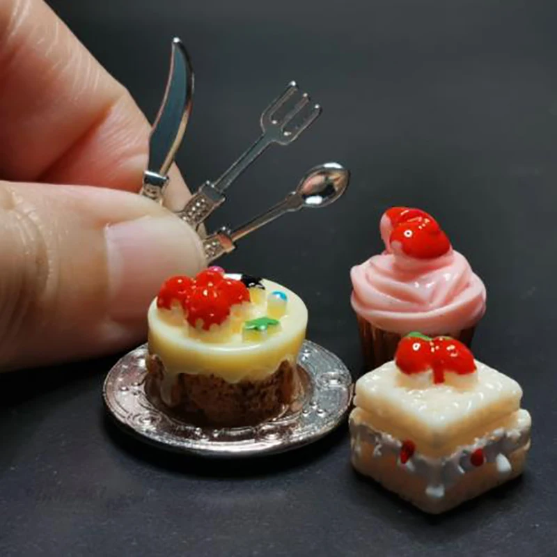 1:12 Dollhouse Minyatür Kek Tatlı Model Ev Mutfak Oyuncak Oyna Pretend Bebek Evi Dekor Aksesuarları