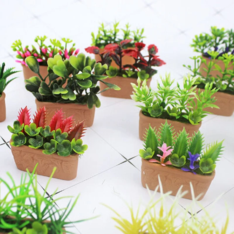 1/12 Çiçek Minyatür Simülasyon Mini Yeşil Bitki Süsleme DIY Bebek Evi Aksesuarları Çocuk Oyuncakları
