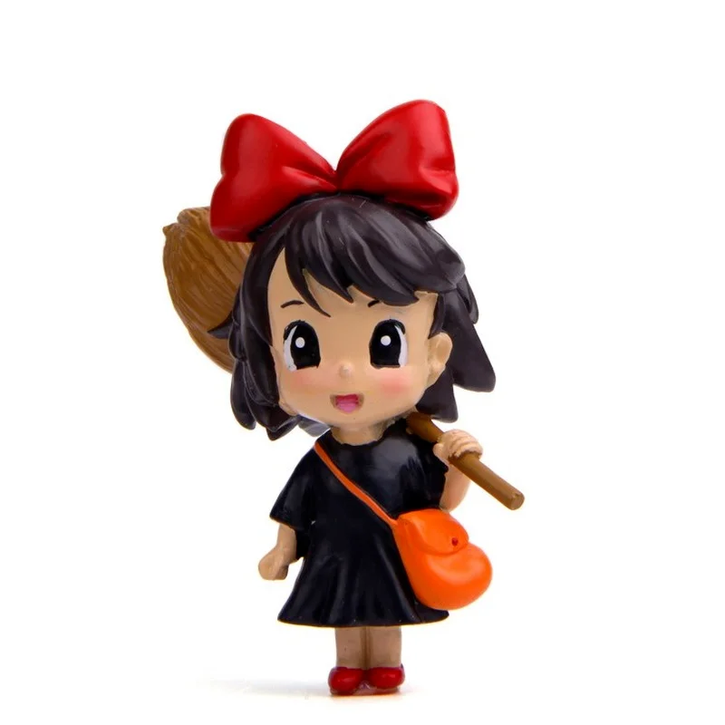 1 Adet Kawaii Anime Kiki Teslimat Hizmeti Süpürge Cadı Küçük Kızlar Mini Şekil Bebek Evi Minyatür Peyzaj Modeli Dekor Oyuncaklar