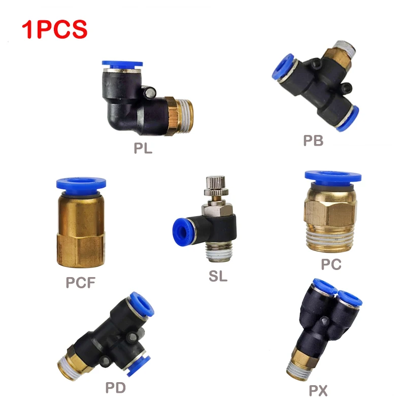 1 ADET Pnömatik Hava konnektör tertibatı PC / PCF / PL 4mm 6mm 8mm Konu 1/8