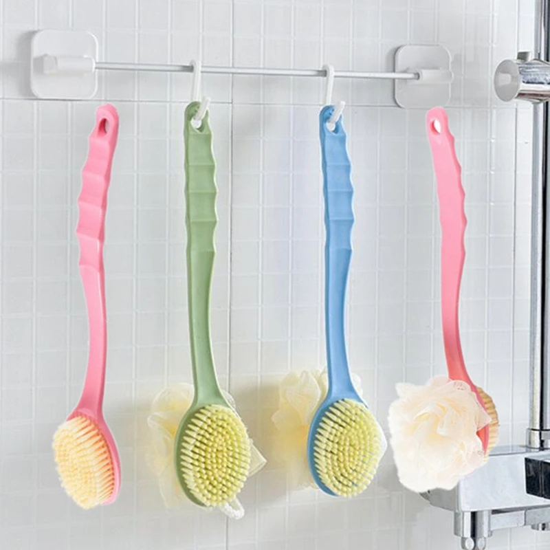 1 adet Uzun Saplı Banyo Fırçası Yumuşak Cilt Masajı Duş Scrubber Vücut Peeling Temizleme Fırçası Banyo Duş Aksesuarları