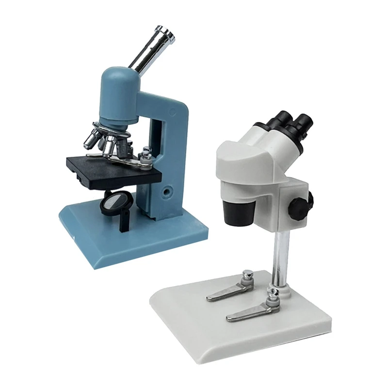 1 Takım Dollhouse Mikroskop Minyatür Laboratuvar Ekipmanları tüp rafı Laboratuvar Oyuncak Aksesuarları Dekorasyon