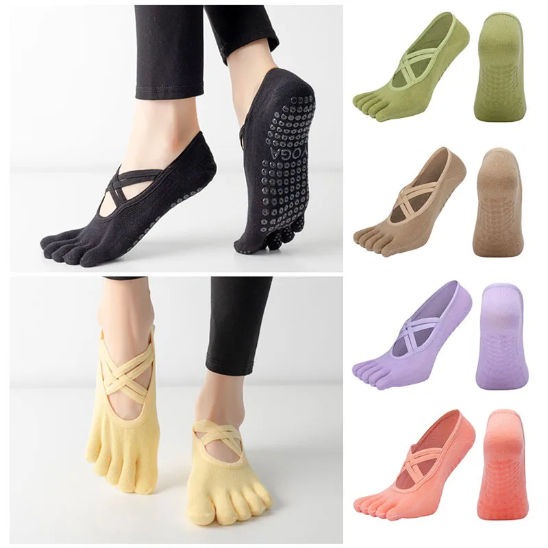 1 Çift Düşük Kesim Çorap Kadın Beş Ayak Yoga Çorap Ter Kaymaz Çorap İç Çamaşırı kadın Çorap ve Çorap Dans spor çoraplar