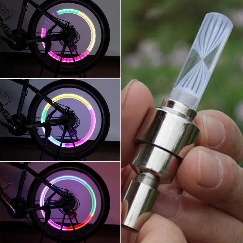 1 Çift motosiklet vana çekirdek ışık floresan çubuk tipi uyarı ışıkları tekerlek lastik dekoratif lamba aydınlatma ekipmanları