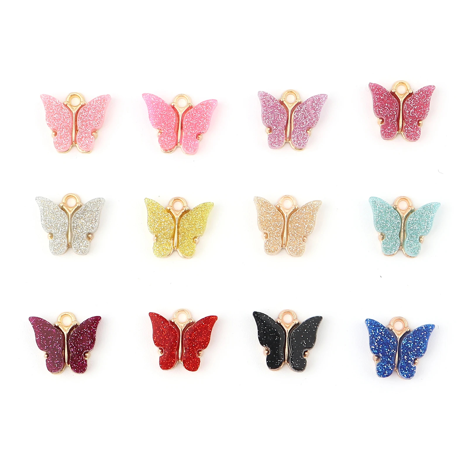 10 Adet Akrilik shınee Kelebek Takılar Böcek Hayvan Kolye Altın Renk DIY Kolye Küpe Takı Yapımı Kolye Bulma