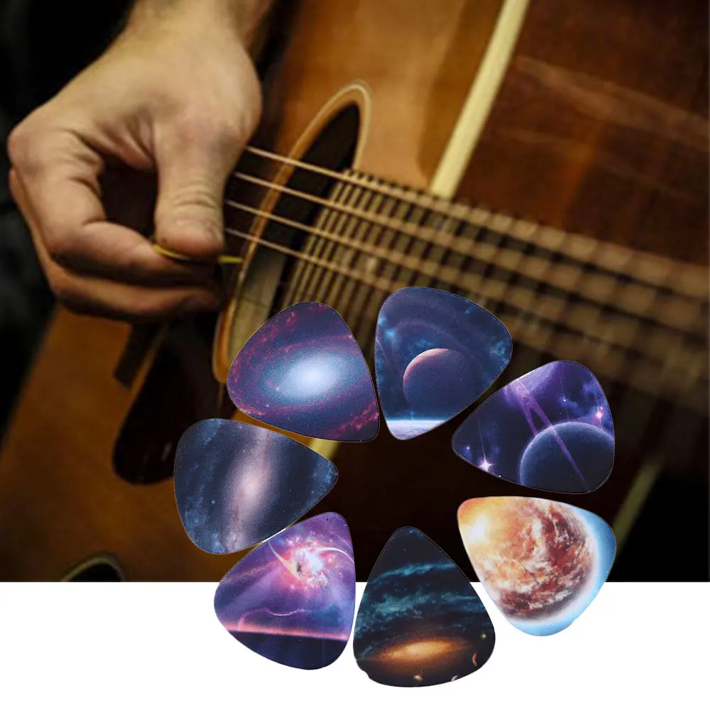 10 Adet/grup 0.46 mm/0.71 mm/1.0 mm Kalınlığı Enginliği Evren Yıldız Gitar Seçtikleri Ukulele Gitar Şarapnel Gitar Aksesuarları