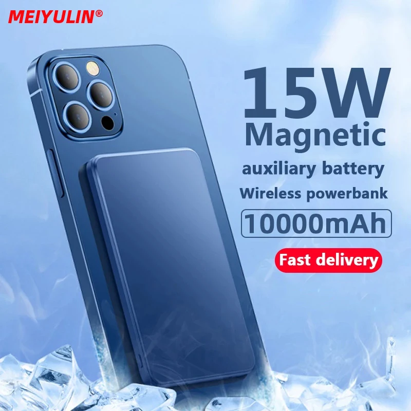 10000mAh Manyetik Kablosuz Güç Bankası İphone 14 13 Samsung Xiaomi Taşınabilir İndüksiyon Hızlı Şarj Harici Yardımcı Pil