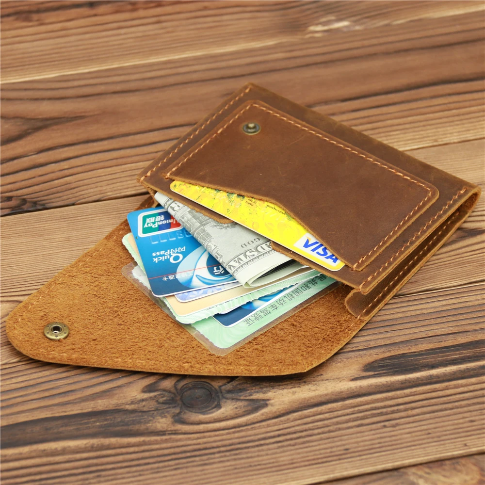 1057 Moda Ince Minimalist Cüzdan Deri Kredi kart tutucu Kısa Çanta Deri kimlik kartı tutucu Vintage Bankası Çok Yuvası Kart
