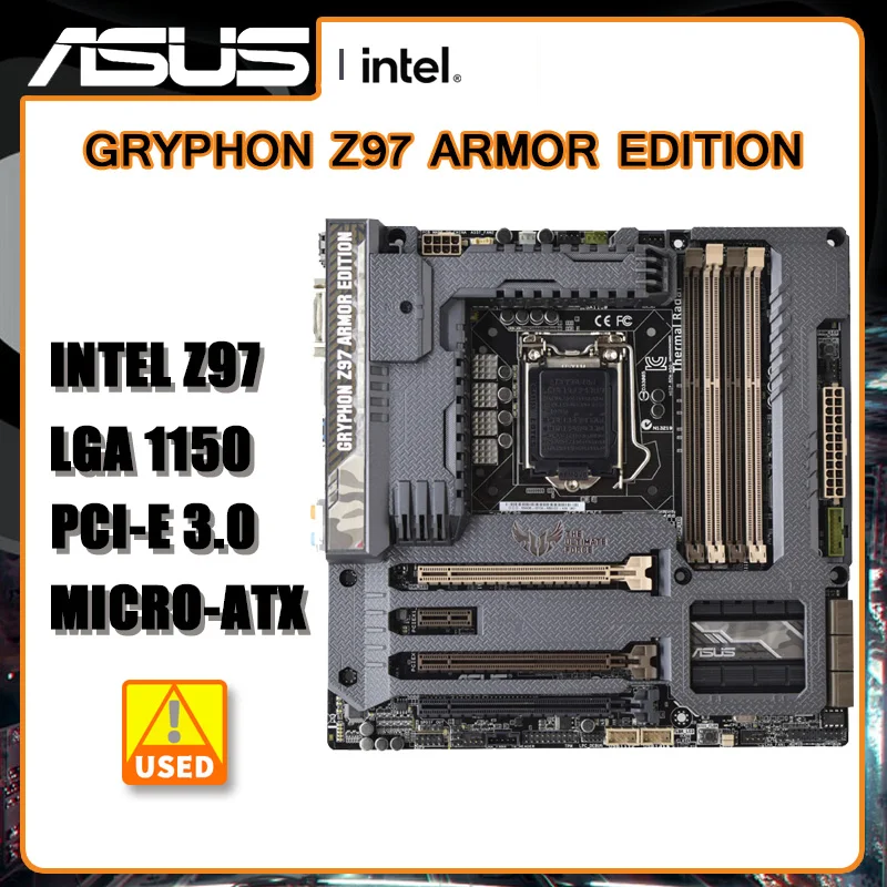1150 Z97 Anakart Xeon İçin E3-1270 V3 cpu ASUS GRYPHON Z97 ZIRH BASKI Anakart DDR3 32GB PCI - E 3.0 SATA III Mikro ATX