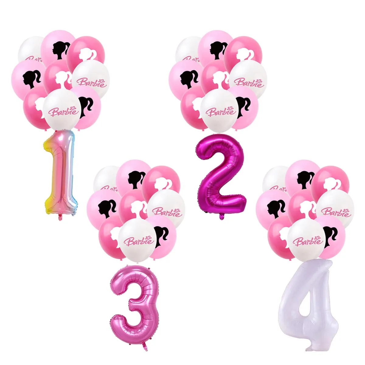 13 Adet Karikatür Sürpriz Barbie Prenses Bebek Tema Folyo Balonlar Pembe Kız Doğum Günü Numarası 1-9 Helyum Parti Dekorasyon Topu Oyuncaklar
