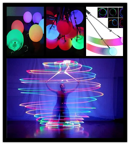 2 adet = 1 çift Profesyonel Çok Renkli RGB glow LED POI atılan toplar oryantal dans topları el sahne sahne performansı