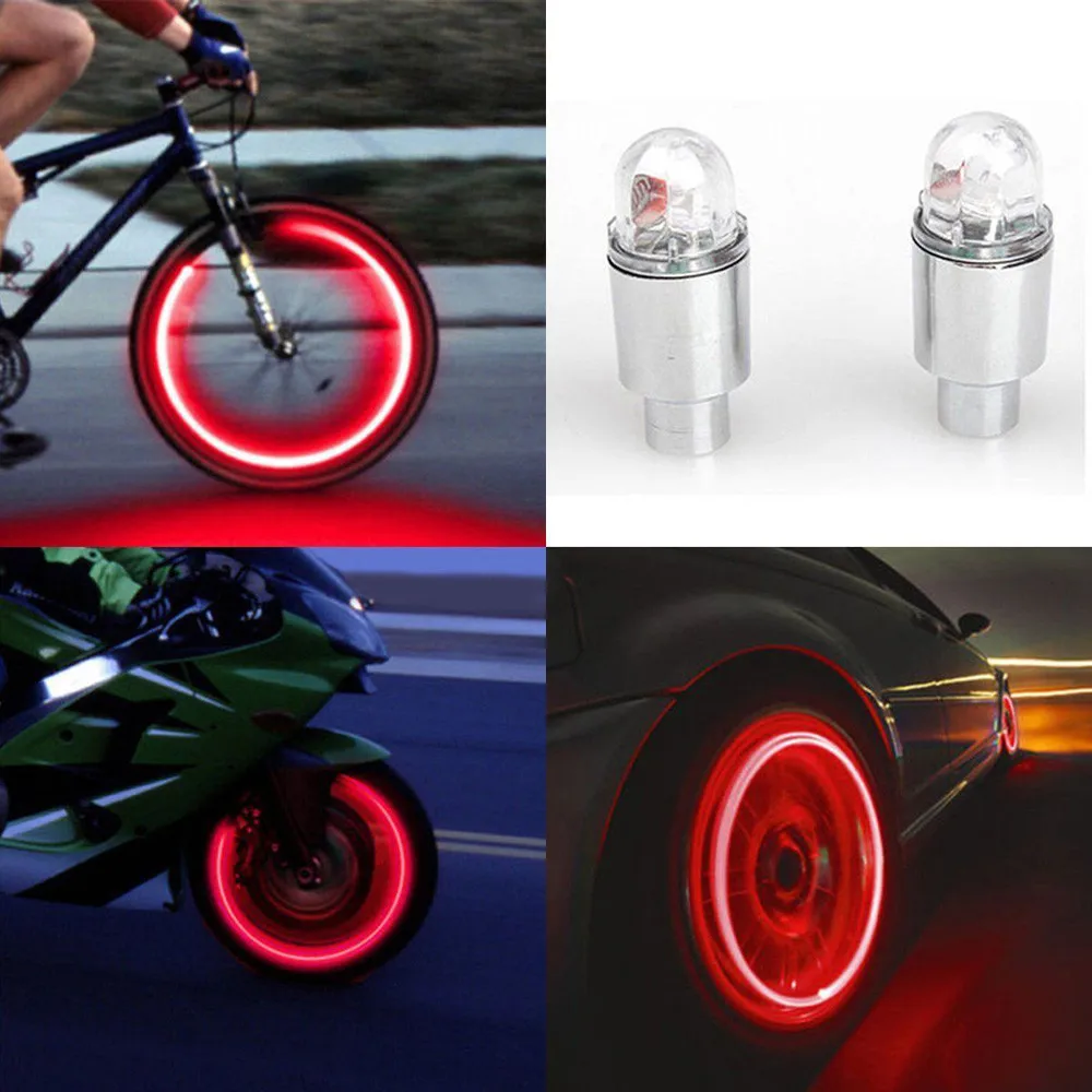 2 adet Led lastik supap gövdesi Kapaklar neon ışık oto aksesuarları Bisiklet Bisiklet araba oto su geçirmez genç Bisiklet egzersiz el feneri
