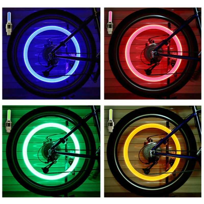 2 Adet Neon Bisiklet jant ışığı Mini LED Bisiklet Arka Lambası MTB Jant Lastik Memesi Vana Caps Lamba Bisiklet Uyarı Kafa Arka ışık Parçaları