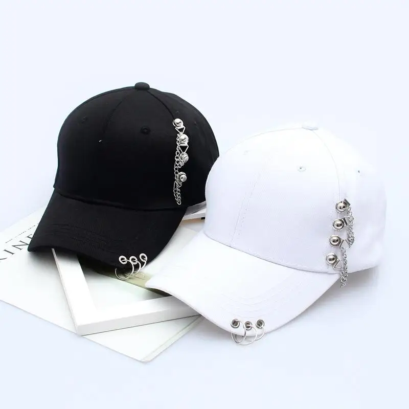 2017 Yeni Moda Snapbacks Metal Yüzükler Mektuplar Hip Hop Kap Rahat Pamuk Beyzbol Kapaklar Erkekler Kadınlar İçin Yaz güneş şapka