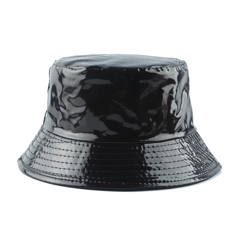 2021 Yeni Moda Su Geçirmez Siyah Kova Şapka Geri Dönüşümlü Deri balıkçılık şapkası Unisex Balıkçı Şapka Hip hop Rahat Güneş Kapaklar