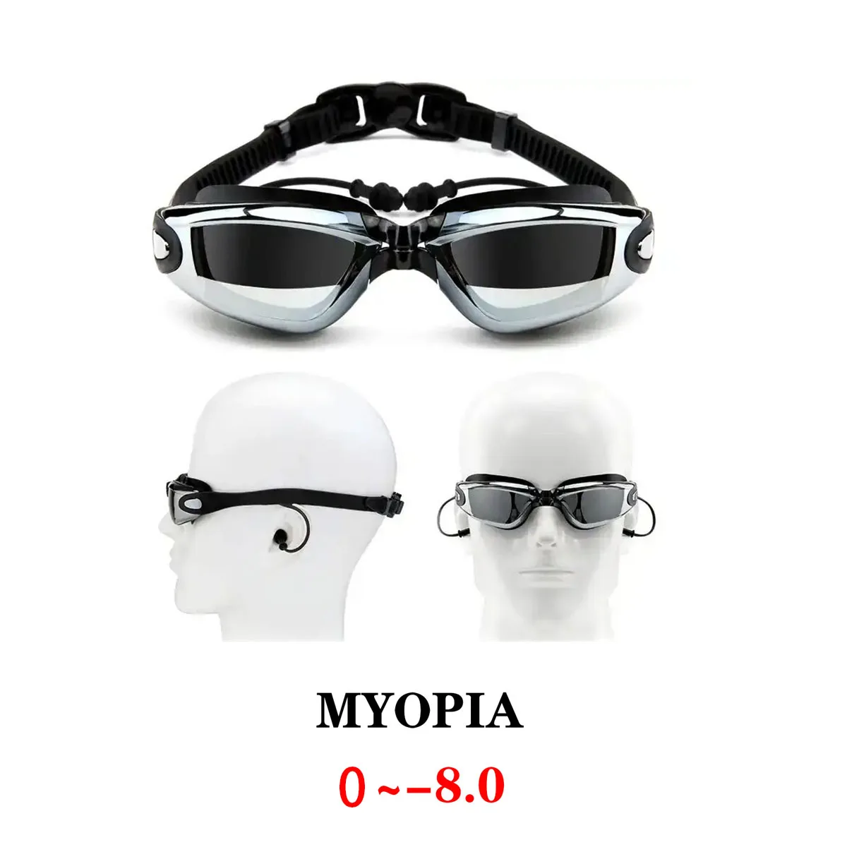 2021 Yetişkin Miyopi yüzme gözlükleri Kulak Tıkacı Profesyonel Havuz Gözlükleri Anti Sis Erkekler Kadınlar Optik Su Geçirmez Gözlük Toptan