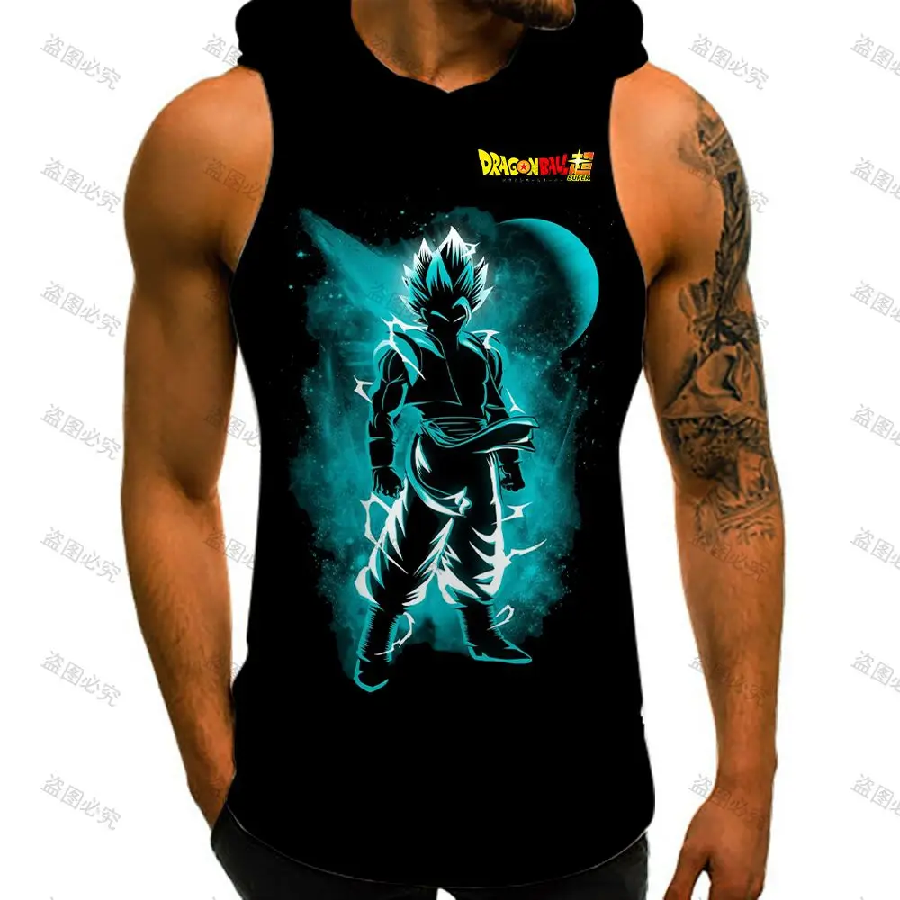 2022 Kapşonlu T-shirt erkek Giysileri dragon topu Z Erkek Kas Yelek Hood İle Süper Saiyan Kolsuz Gömlek Adam Spor Goku Vegeta Yeni