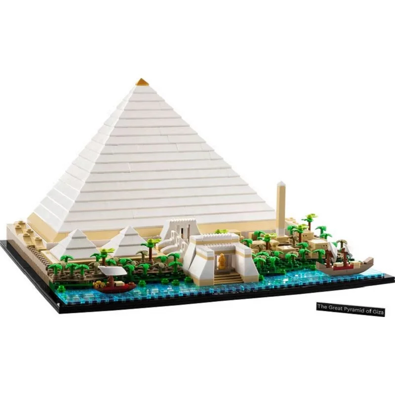 2022 YENİ Mimari 21058 Büyük Piramit Giza Yapı Taşları Dünyaca Ünlü Model Şehir Sokak Görünümü Tuğla Oyuncaklar Çocuklar için