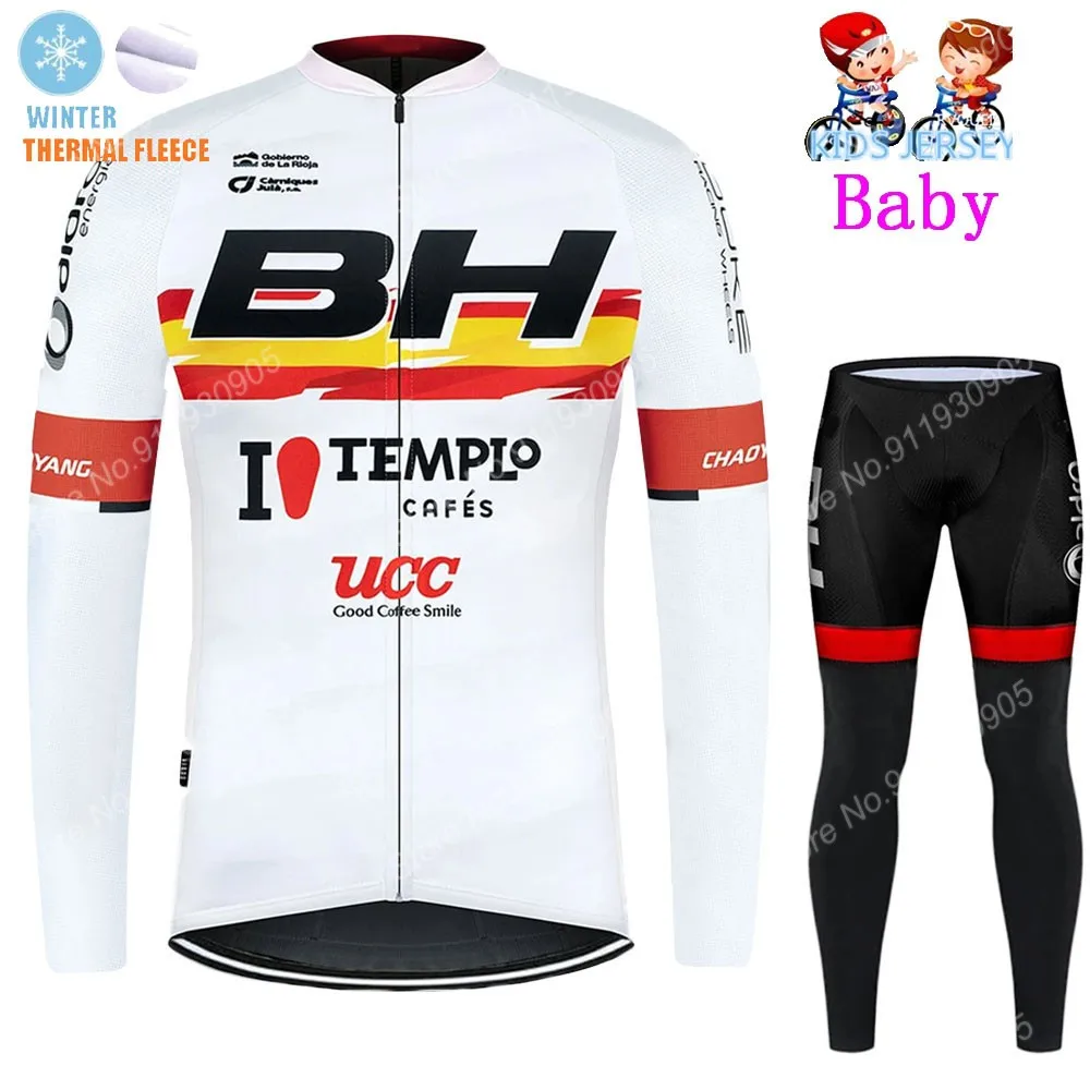2022 Çocuk BH Takım Bisiklet Jersey Seti Kış Erkek Kız Bisiklet uzun kollu giyim Bisiklet Takım Elbise MTB Maillot