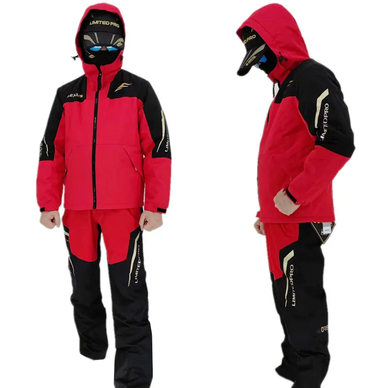 2023 Yeni Japon Marka Anti Yağmur Gore-Tex Balıkçılık Takım Elbise Kalınlaşmış Polar Sıcak Su Geçirmez Balıkçılık Ceket Pantolon 2 adet Giyim Seti