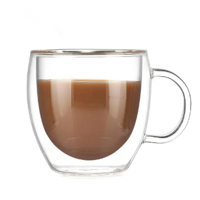 250ml 150ml Kahve kap seti çay Bardağı el yapımı yaratıcı Ofis kupalar ısı yalıtımı şeffaf Drinkware çift Cam bardak