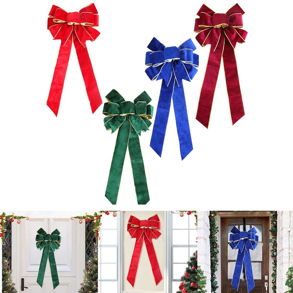 27x60 cm noel yayı Şerit Yay-Düğüm Kolye Noel Ağacı Dekorasyon Asılı Malzemeleri Noel Süs İçin Ev Kapı Kenevir Renk