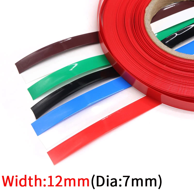 2M Genişlik 12mm PVC ısı borusu shrink Dia 7mm Lityum Pil yalıtımlı streç film koruma çantası paketi tel kablo kılıfı