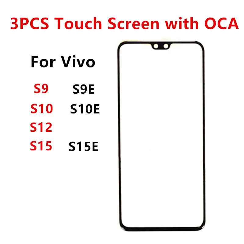 3 ADET Ön Ekran Vivo S12 S15 S15E S9 S9E S10 S10E 5G Dokunmatik Panel lcd ekran Dış Cam Yerine Onarım Bölümü + OCA