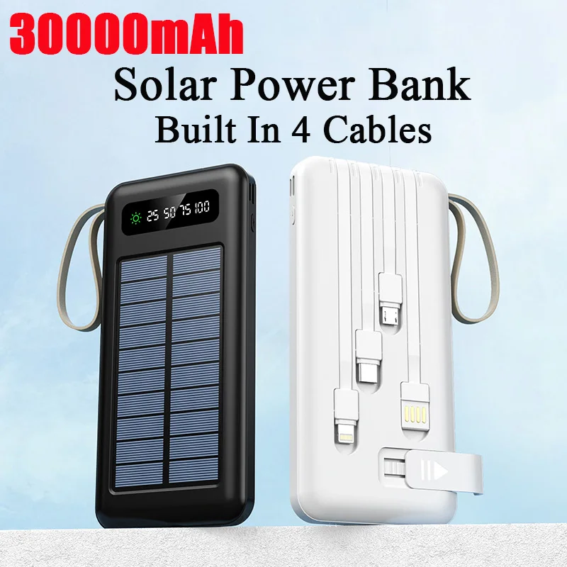30000mAh Güneş enerjisi Bankası Telefon Şarj Powerbank El Feneri İle harici Pil Telefon Hızlı Şarj Xiaomi iPhone Samsung için