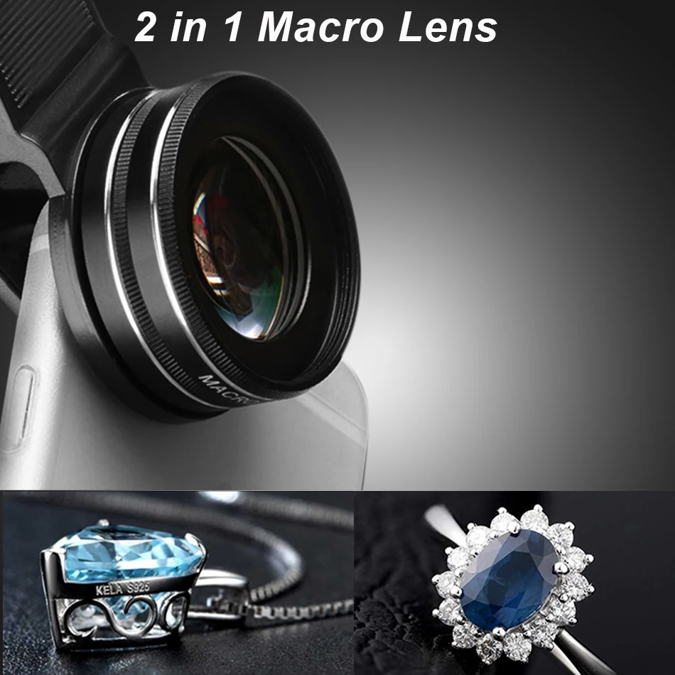 37mm 15X Makro Lens 30X4K HD Profesyonel Fotoğrafçılık Telefon Kamera Lens Kirpik Elmas Takı Makro Smartphone Lens