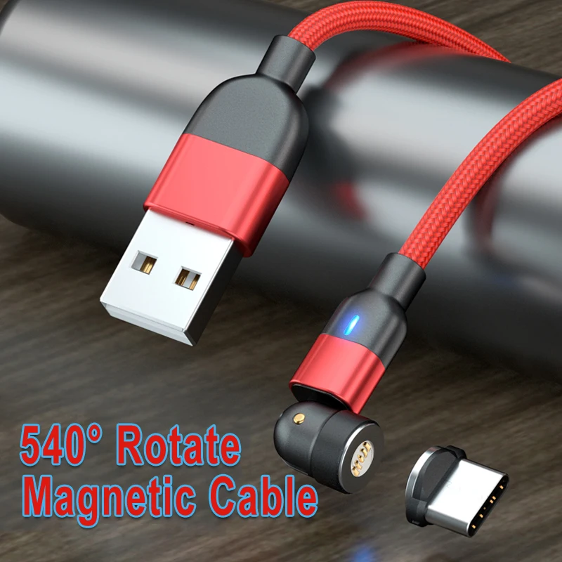 3A Hızlı Şarj 540 ° Döndür Manyetik Tip-C USB Kablosu Samsung M32 M21 A52 A72 A32 A42 A12 A22 5G A21 A31 QC 3.0 Telefon Kablosu