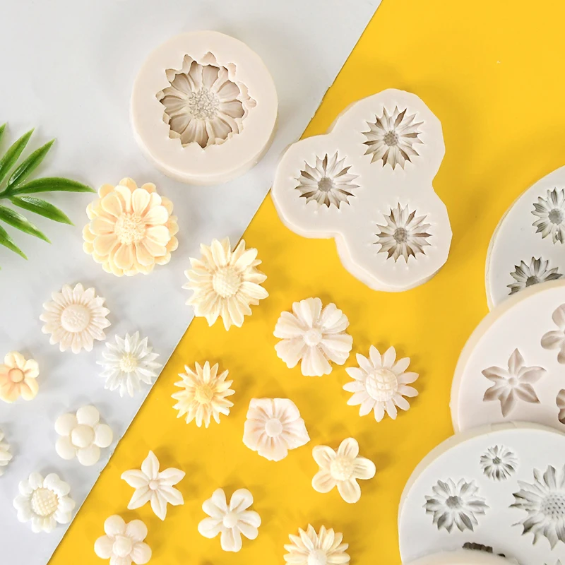 3D Papatya Çiçek Serisi Kalıp Fondan Zanaat Kek DIY Dekorasyon Pişirme Pasta Çikolata Şeker Kek Aracı Çok Stilleri Çiçek Kalıpları