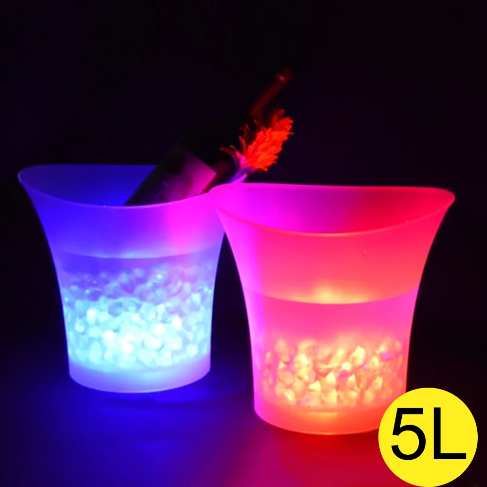 4 Renk LED Yeni Su Geçirmez Plastik LED buz kovası Barlar Gece Kulüpleri LED ışık Up 5L Barlar Gece Parti Şampanya bira kovası