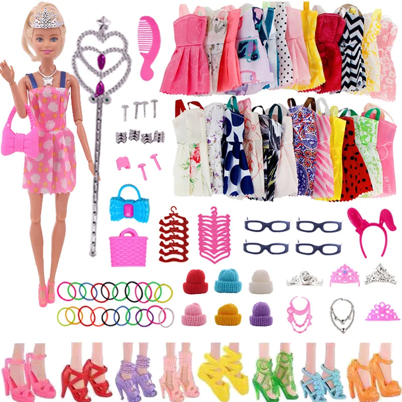 40/79/94 ADET Barbie Aksesuarları = Giysi, Ayakkabı Askıları, Gözlük, Takı, Çanta, Sihirli Değneklerini, Sofra, Kuaförlük Araçları
