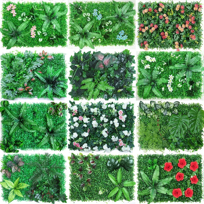40x60cm 3D Yeşil Yapay Bitkiler Duvar Dekor Paneli Sahte Çim Halı Düğün Zemin Bahçe Çim Çiçek Duvar Ev Dekorasyon