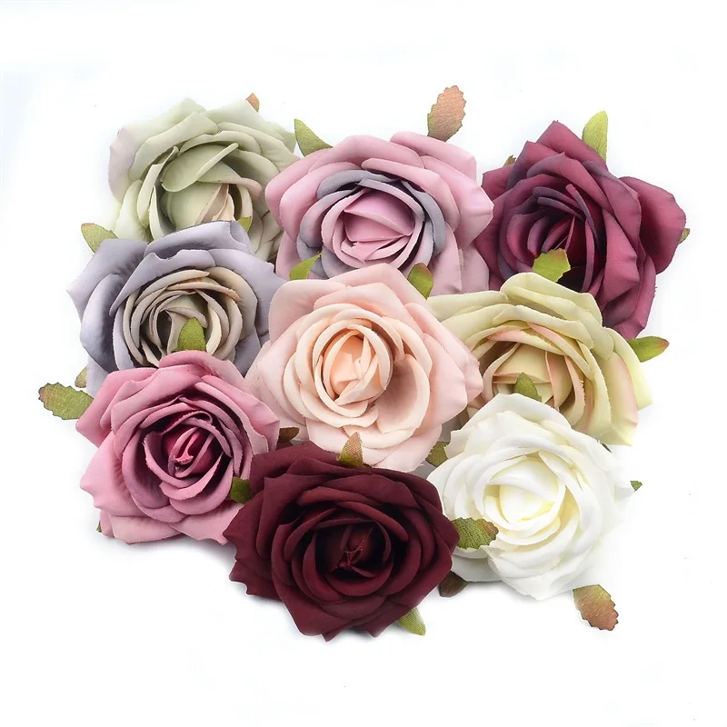 5 adet 7cm Büyük Avrupa Retro İpek Yapay Gül çiçek başları Düğün Parti Ev Dekorasyon İçin DIY Bahçe El Sanatları Sahte Çiçekler