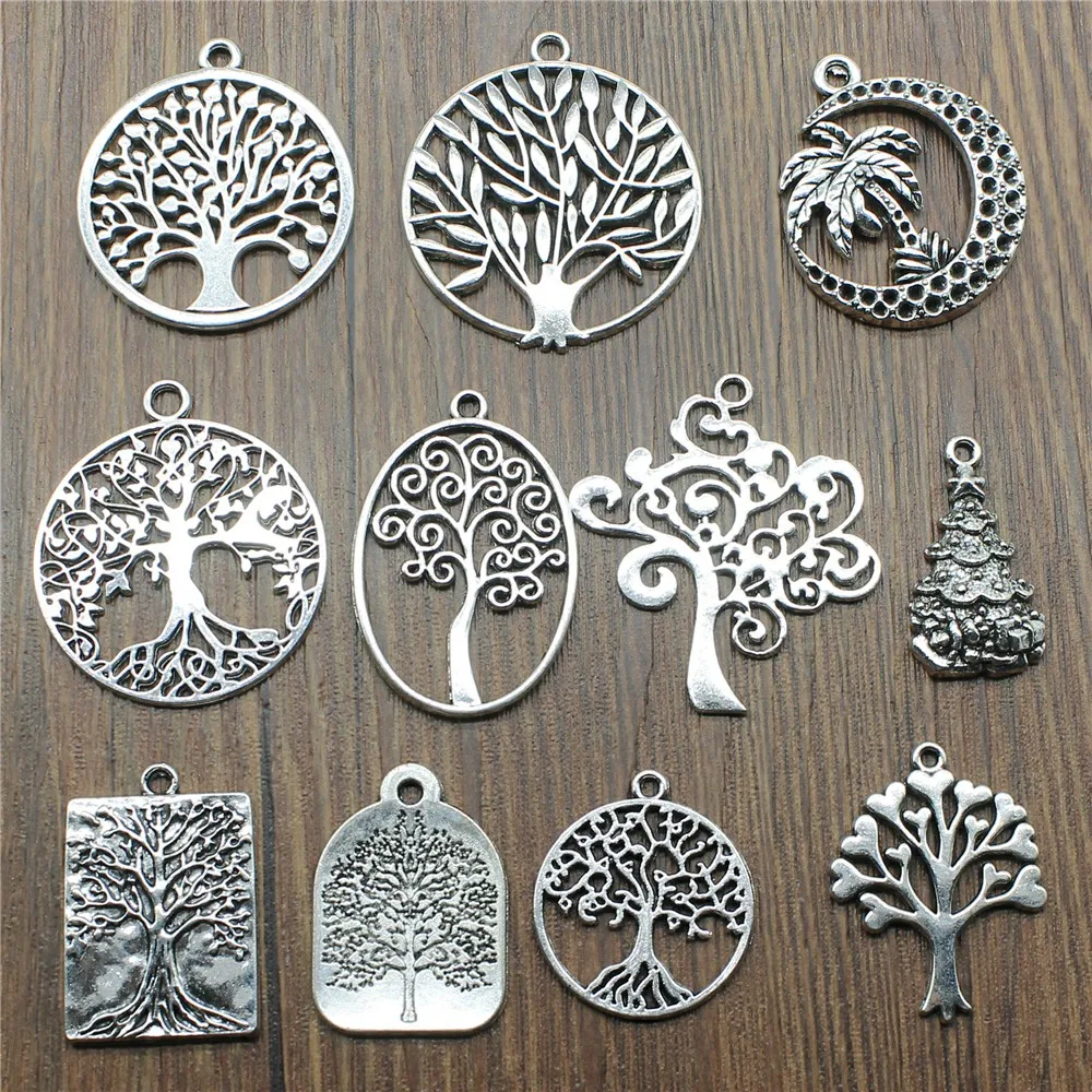5 adet Charms Ağacı Antik Gümüş Renk Ağacı Takılar Takı Yapımı İçin Charms Ağacı Takı Bulguları DIY