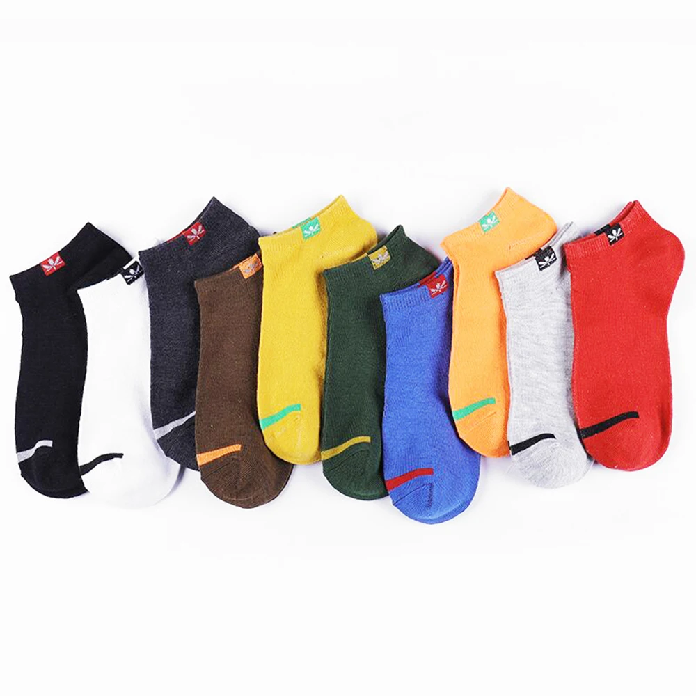 5 pairs Erkekler Kısa Ayak Bileği Çorap Seti Tiptoe Çizgili Rahat Spor Nefes Tekne Çorap Erkek Sokak Moda Düşük Kesim Düz Renk Çorap