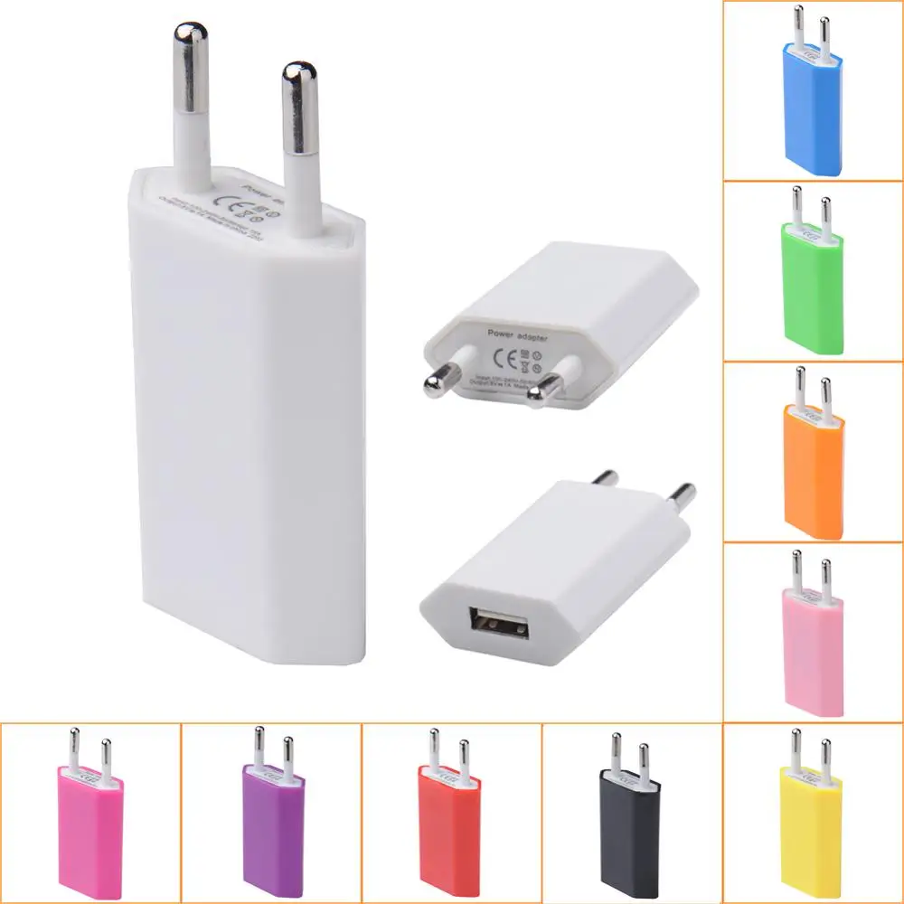 5 V / 1A USB şarj aleti Taşınabilir Seyahat Kafa AB Tak Elektrik Soketi Fiş Adaptörü iPhone X 8 7 6 Samsung iPad Hızlı Şarj