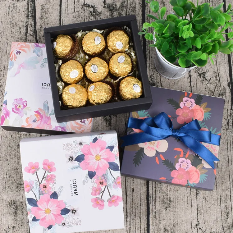 50 Adet Hediye düğün için şeker kutusu Parti Doğum Günü Çiçekler Sakura Çekmece kağit kutu Kek Çikolata Hediye Kağıt Ambalaj Karton