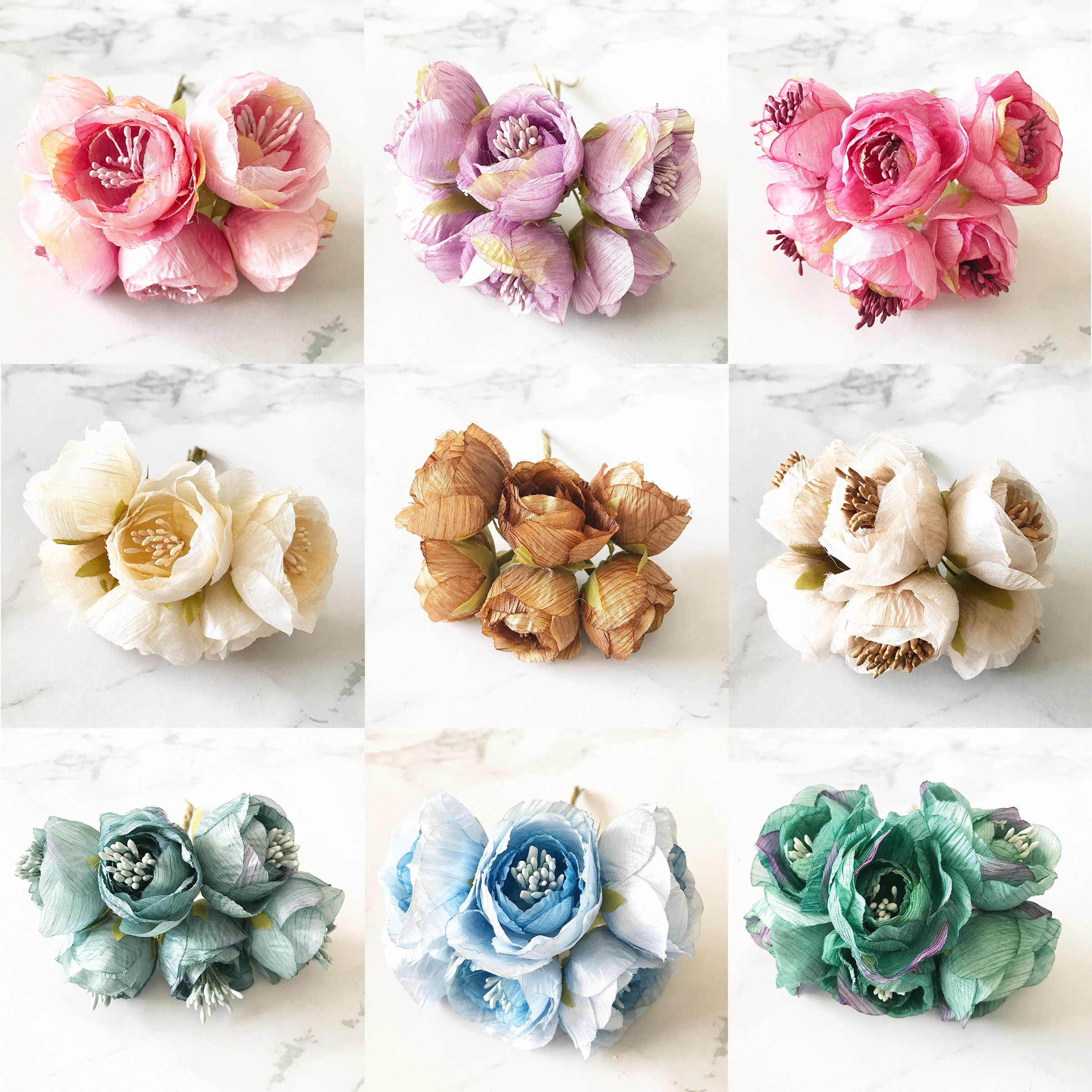 6 adet ipek küçük çay tomurcukları gül buketi yapay çiçekler ev düğün dekorasyon aksesuarları için dıy hediyeler yılbaşı Çelenk