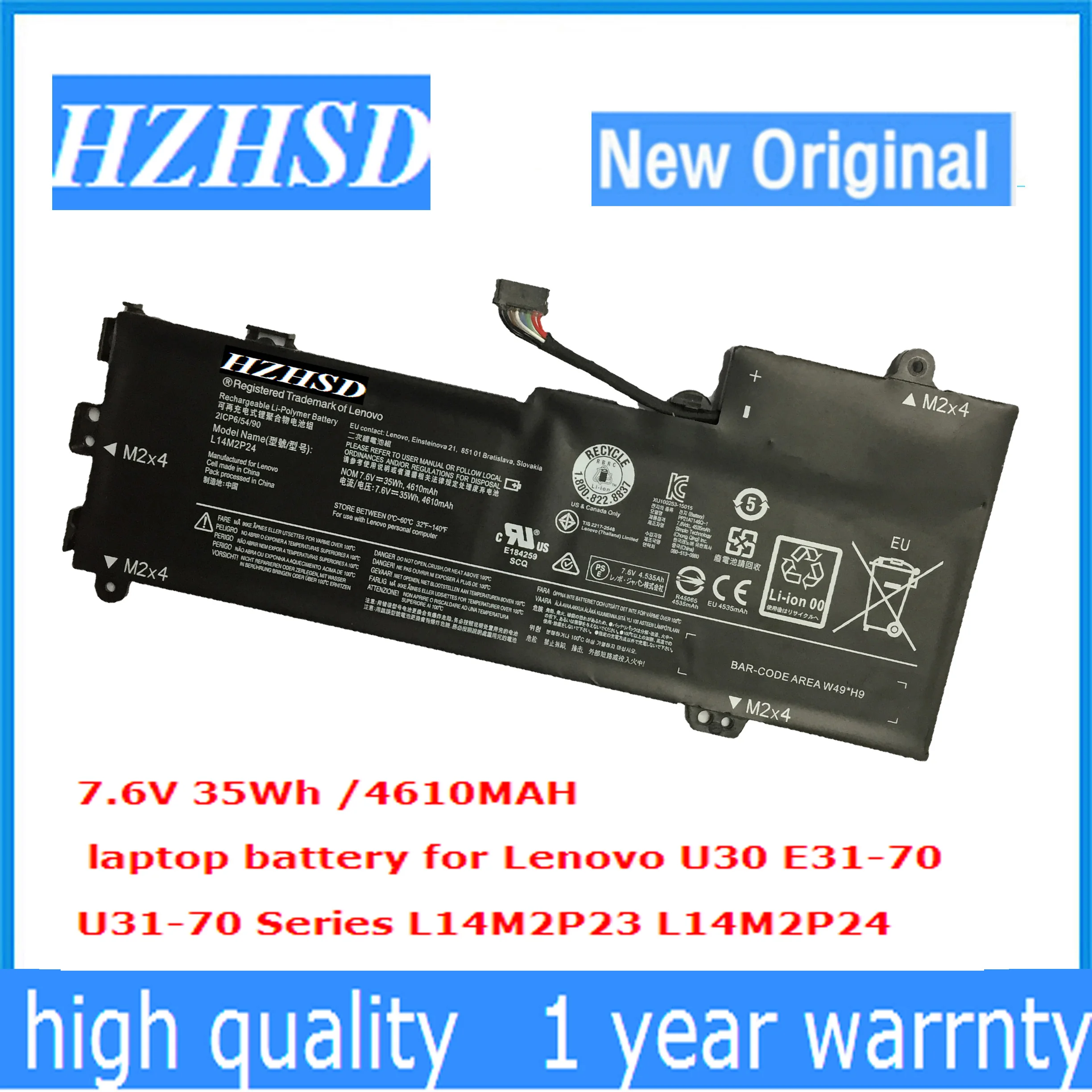 7.4 V 30Wh / 35WH L14L2P22 L14S2P22 L14M2P23 L14M2P24 Dizüstü lenovo için batarya IdeaPad U31 U30 E31-80 E31-70