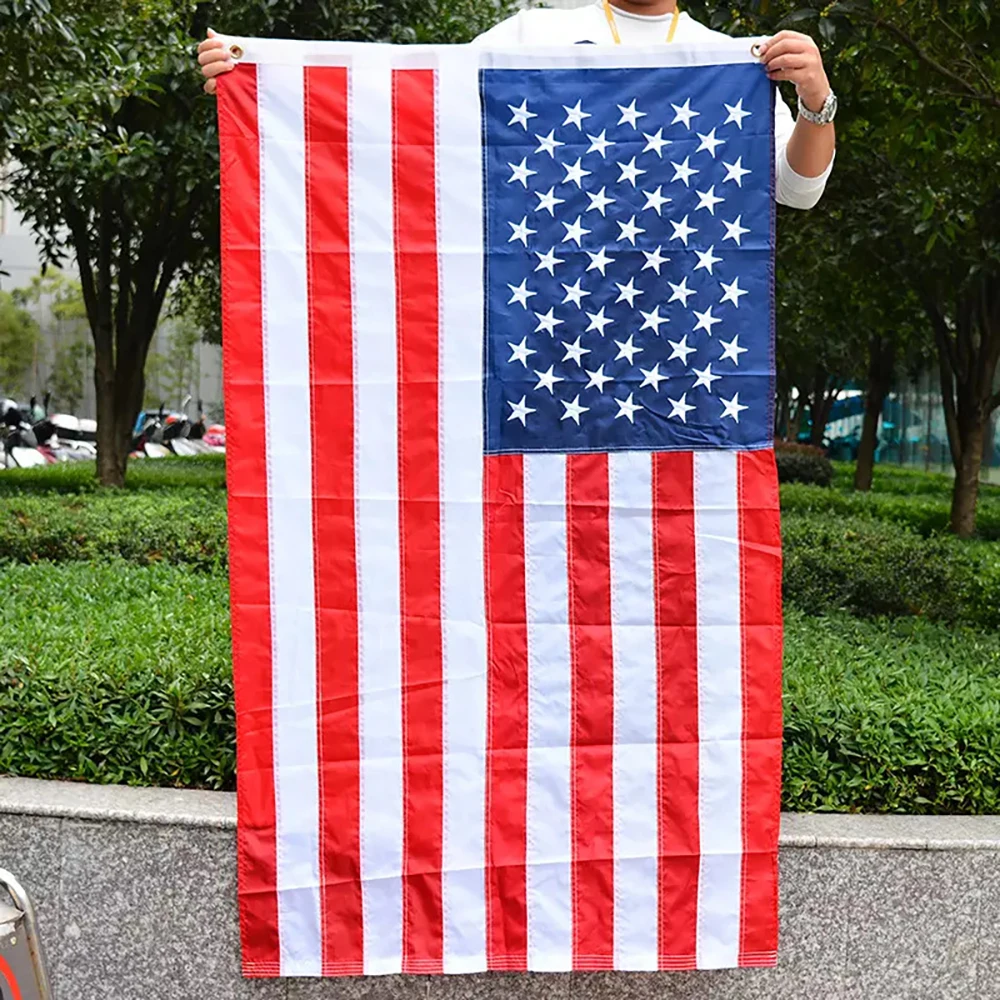 ABD ABD Amerika Bayrağı 90x150cm Yıldız ve Çizgili Amerika Birleşik Devletleri Ulusal Bayraklar Çift Taraflı Baskılı Amerikan Afiş Dekor İçin