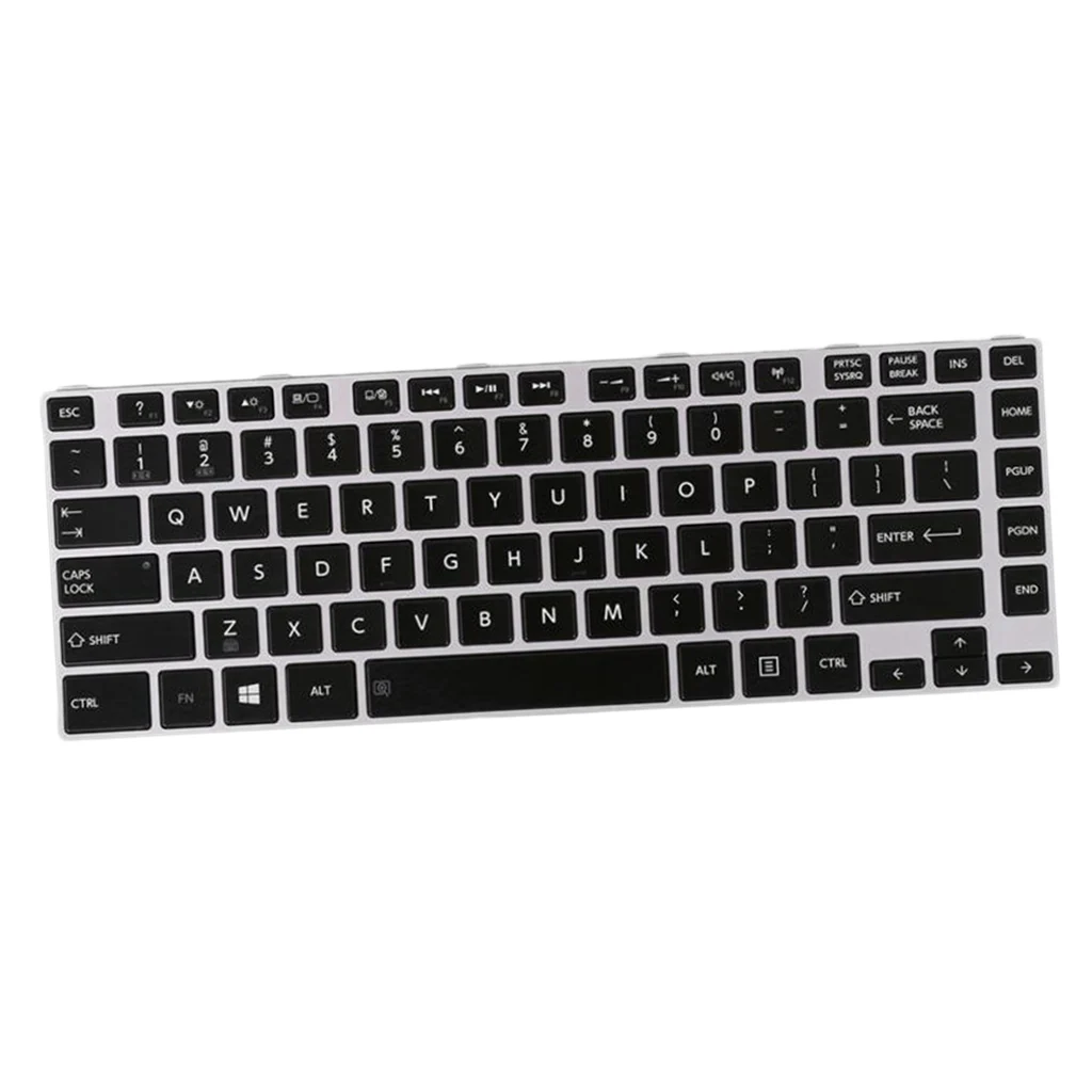 ABD İngilizce Düzeni yedek Laptop Klavye gümüş çerçeve arkadan aydınlatmalı Toshiba Satellite E40-A, E45-A, E40t-a, E45t-a