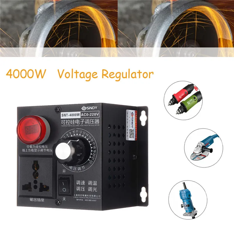 AC 220V 4000W SCR Elektronik Voltaj Regülatörü Sıcaklık Motor fan hız kontrolörü Dimmer Elektrikli Ayarlanabilir voltaj kontrolü