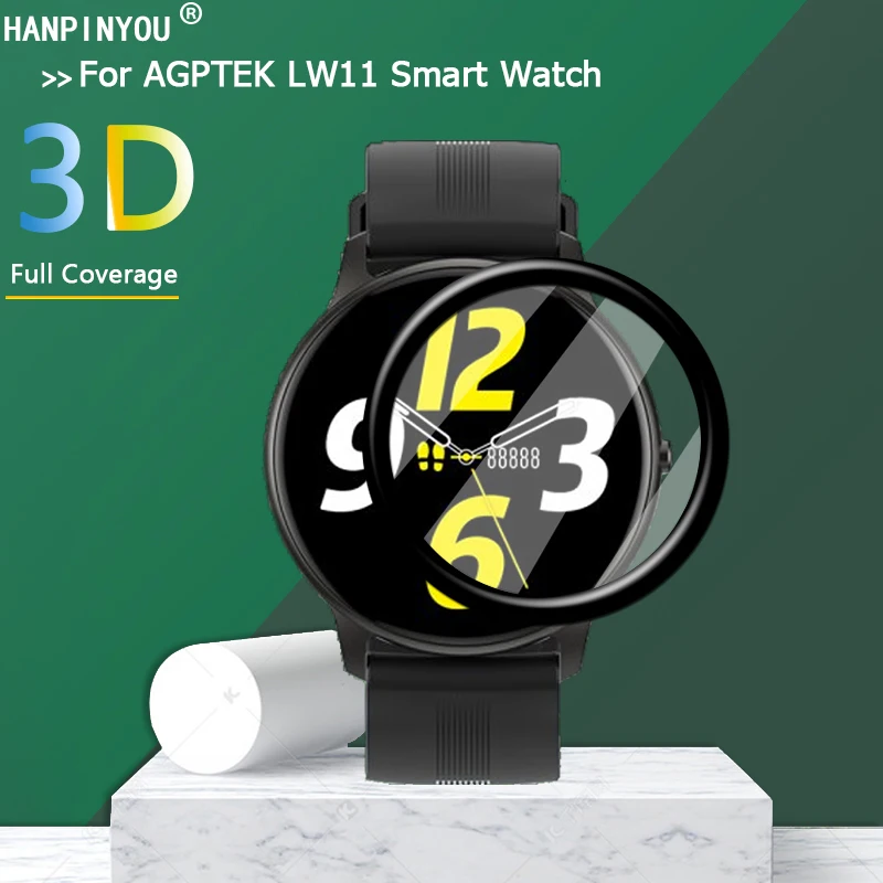 AGPTEK LW11 LW31 akıllı saat Şeffaf Tam Kapak 3D Kavisli Kaplama Yumuşak PMMA PET ekran koruyucu film-Temperli Cam
