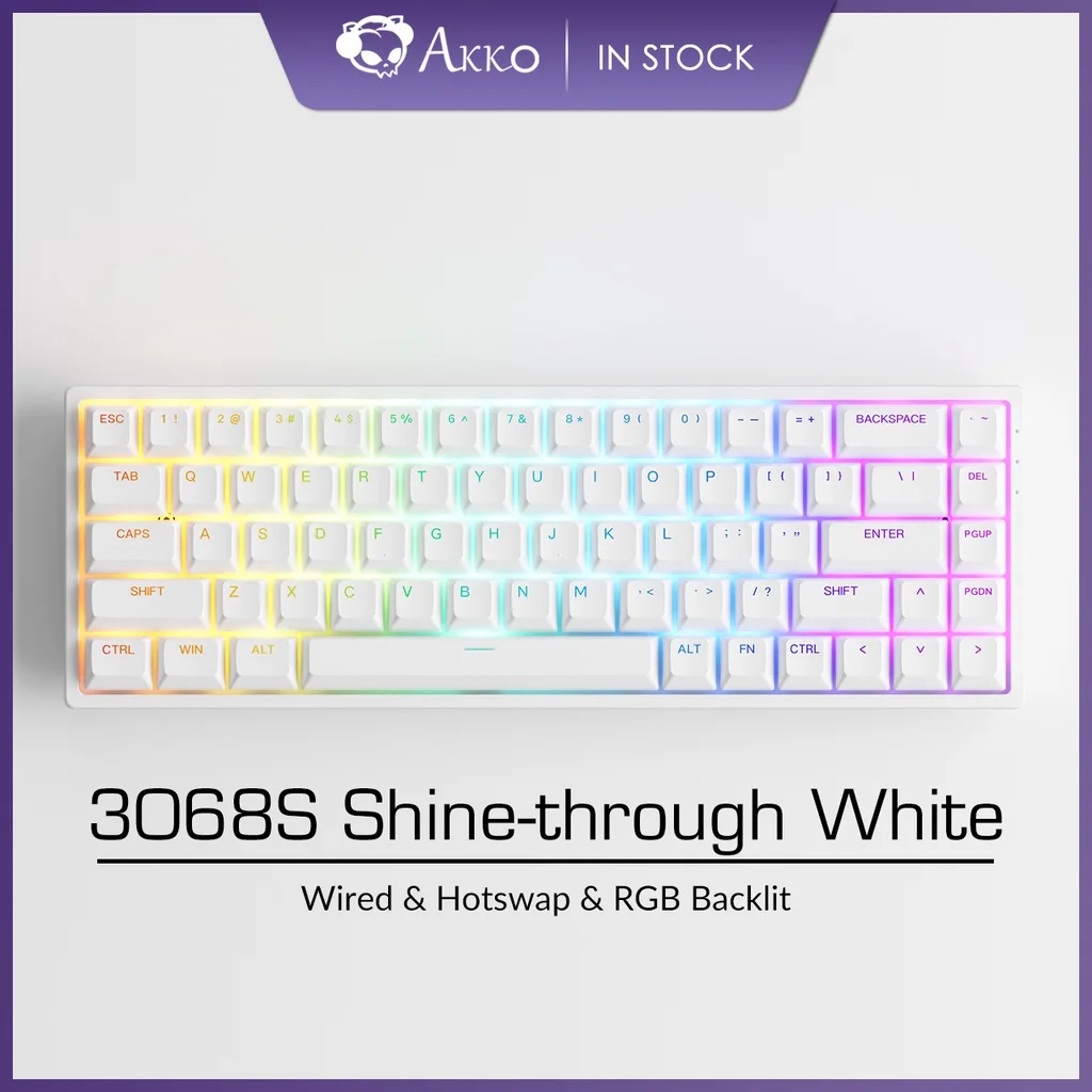 Akko 3068S Parlatıcı Kablolu USB Tip C RGB Çalışırken Değiştirilebilir Mekanik Oyun Klavyesi 68 Tuşlu ASA Profil PBT Çift atış Klavye Tuş Takımı