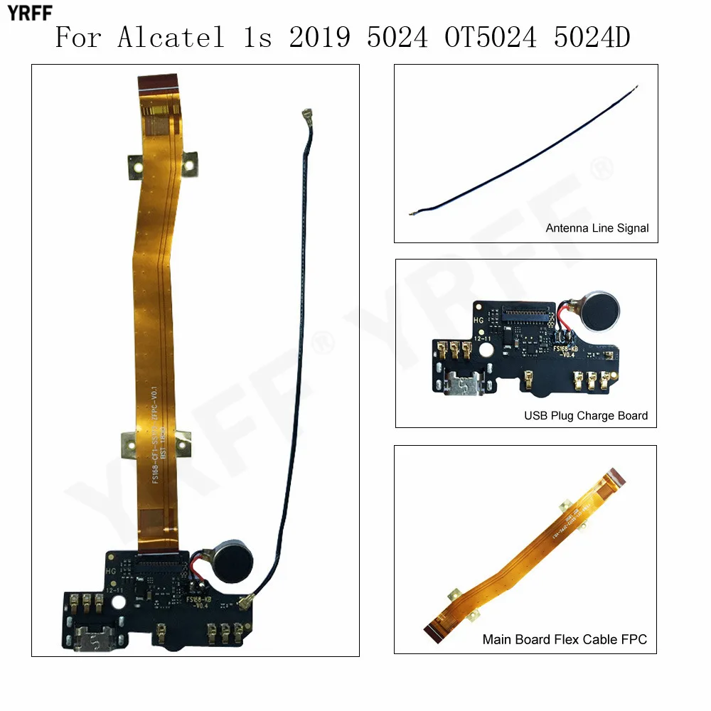 Alcatel one Touch için 1s 2019 5024 OT5024 5024D USB şarj yuvası Kurulu / Ana Kurulu Flex Kablo FPC / sinyal anteni Cep Telefonu Tamir Parçaları