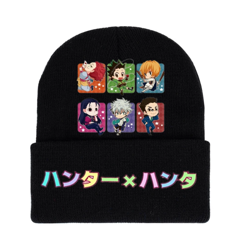 Anime Hunter X Hunter Bere Örme Şapka Unisex Pamuk Sahne Kış Sıcak Kap Taç Tasarım örgü bere
